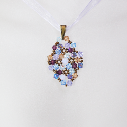 Pendant 40cm - Shea Rhombus S-Violet Organza - Pendant 40cm - Laiton bronze